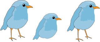 cartoon of three bluebirds