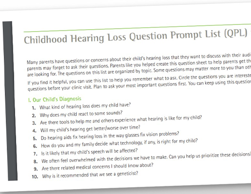 Question Prompt List for Audiologists